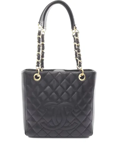 Pre-owned Chanel 2010-2011 Petite Shopping Tote Bag In Black
