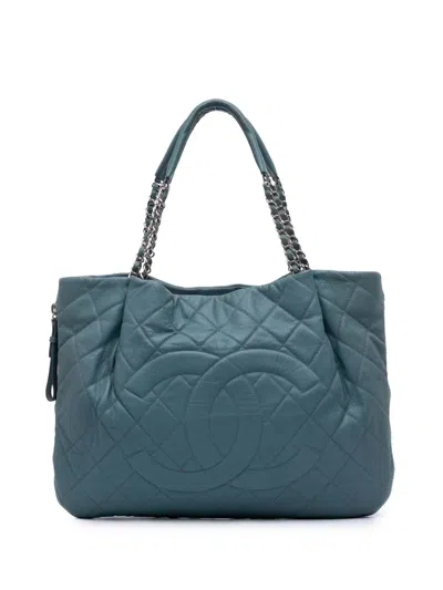 Pre-owned Chanel 2010-2011 Quilted Caviar Expandable Zip Tote Bag