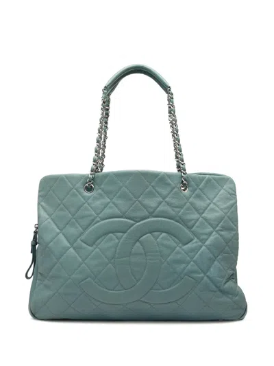 Pre-owned Chanel 2010-2011 Quilted Caviar Timeless Xl Tote Bag In Blue