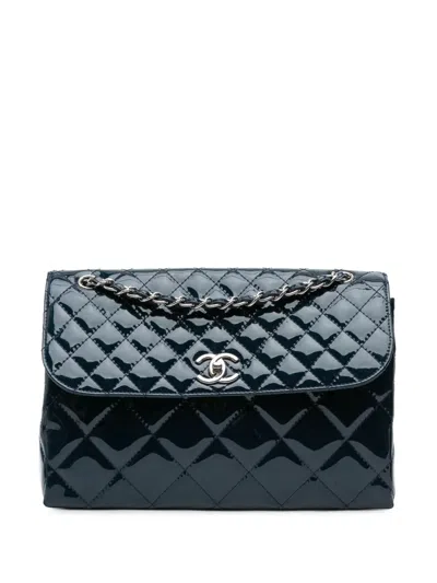 Pre-owned Chanel 2010-2011 Quilted Patent In The Business Flap Shoulder Bag In Blue
