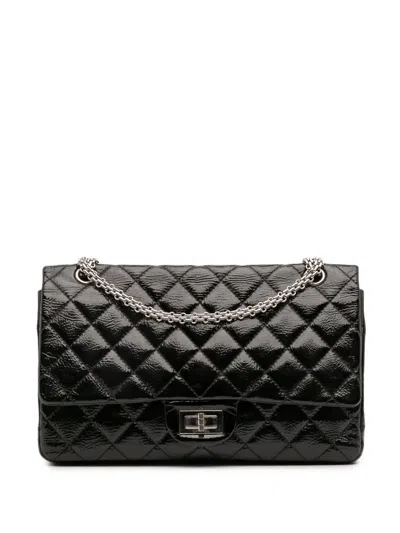 Pre-owned Chanel 2010-2011 Reissue 2.55 Patent Double Flap 226 Crossbody Bag In Black