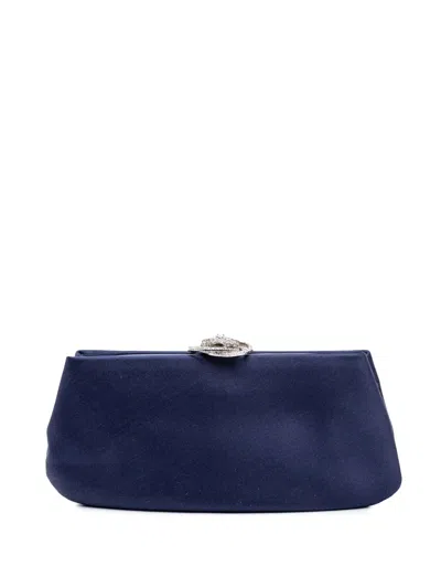 Pre-owned Chanel 2010-2011 Satin Crystal Camellia Evening Frame Clutch Bag