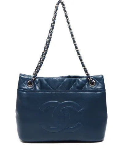 Pre-owned Chanel 2010-2011 Timeless Tote Bag In Blue
