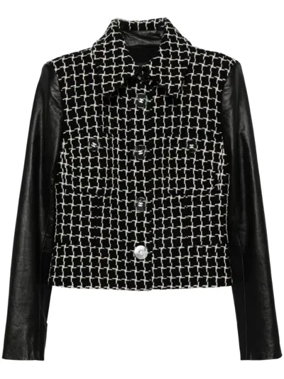 Pre-owned Chanel 2010-2020s Leather-sleeved Jacket In Black