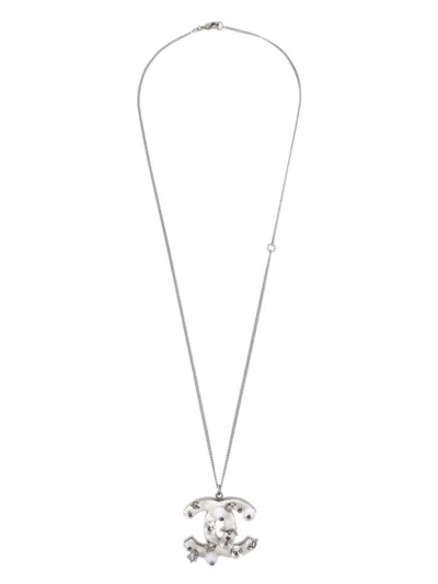 Pre-owned Chanel 2010 Cc Chain Necklace In Silver
