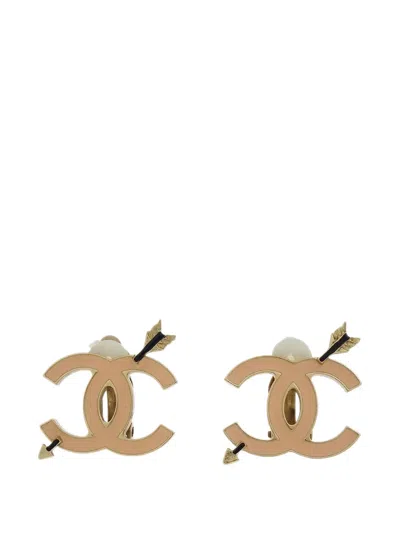 Pre-owned Chanel 2010 Cc-detail Earrings In Gold