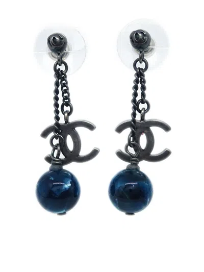 Pre-owned Chanel 2010 Cc Earrings In Blue