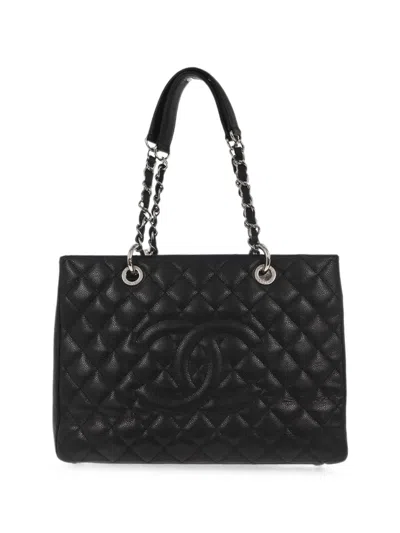 Pre-owned Chanel 2010 Gst Leather Tote Bag In Black