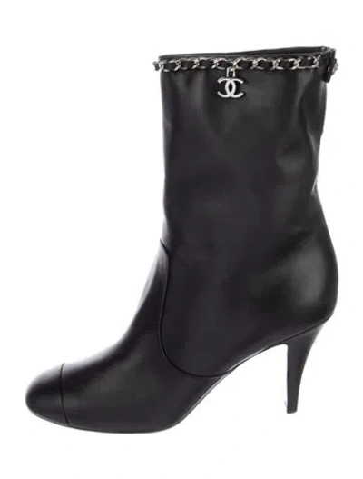 Pre-owned Chanel 2010 Interlocking Cc Logo Boots In Black