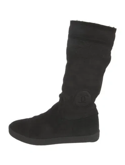 Pre-owned Chanel 2010 Interlocking Cc Logo Boots In Black