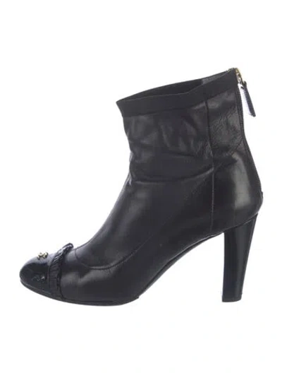 Pre-owned Chanel 2010 Interlocking Cc Logo Boots In Black/blue