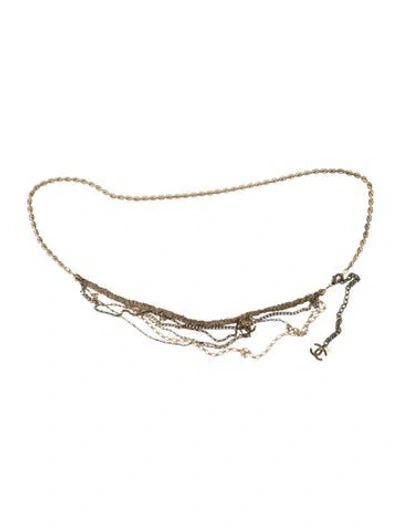 Pre-owned Chanel 2010 Interlocking Cc Logo Chain-link Belt In Gold