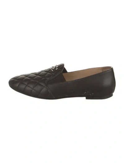 Pre-owned Chanel 2010 Interlocking Cc Logo Loafers In Brown