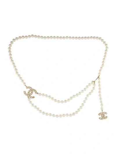 Pre-owned Chanel 2010 Interlocking Cc Logo Waist Belt In Neutral