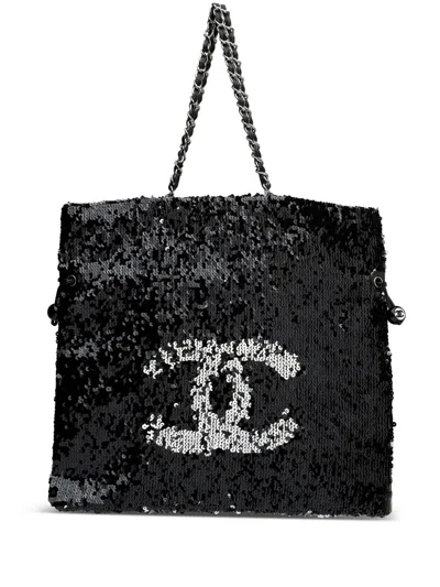 Pre-owned Chanel 2010 Large Summer Nights Tote Bag In Black