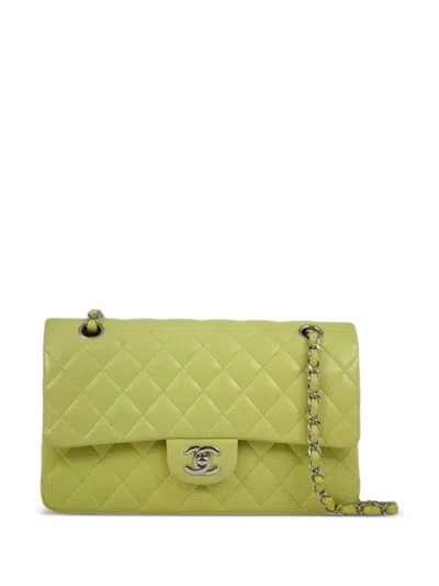 Pre-owned Chanel 2010 Medium Double Flap Shoulder Bag In Green