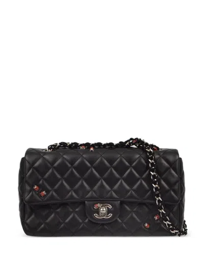 Pre-owned Chanel 2010 Medium Ladybug Single Flap Shoulder Bag In Black