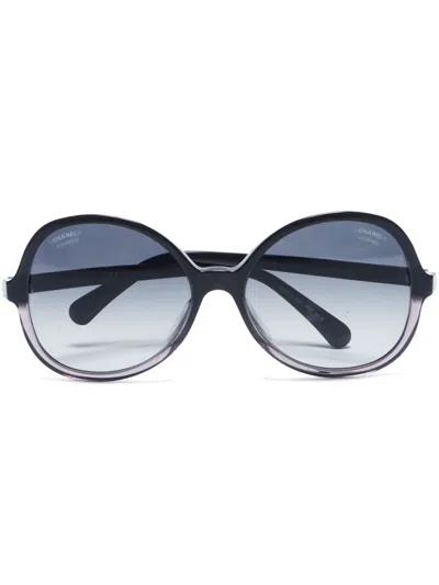 Pre-owned Chanel 2010 Round-frame Sunglasses In Black