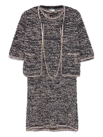 Pre-owned Chanel 2010 Setup Suit Jacket Sleeveless Dress In Blue