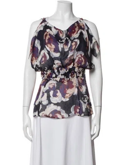 Pre-owned Chanel 2010 Silk Blouse In Blue/purple
