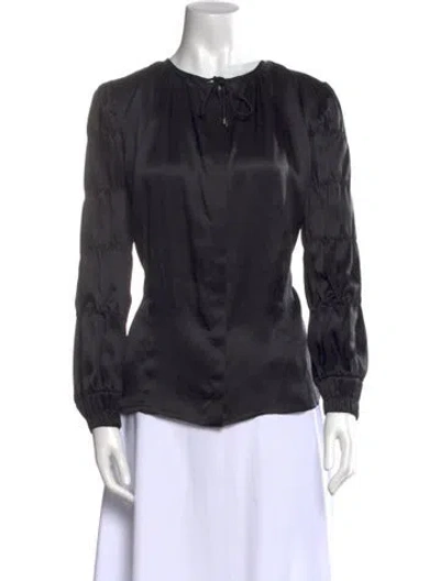 Pre-owned Chanel 2010 Silk Blouse W/ Tags In Black