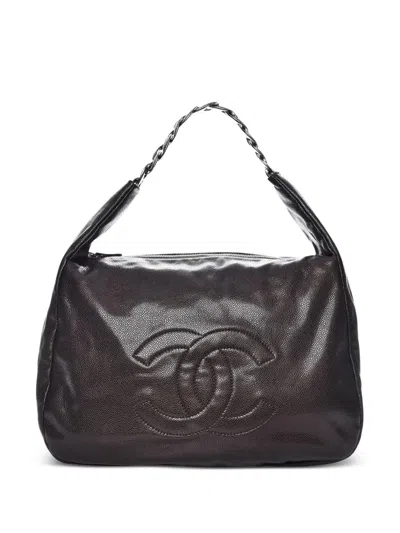 Pre-owned Chanel 2010 Stitched-cc Shoulder Bag In 褐色