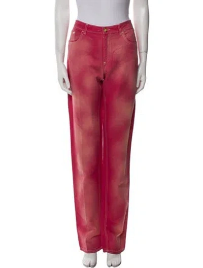 Pre-owned Chanel 2010 Straight Leg Jeans In Red