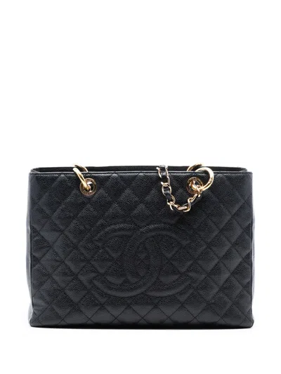 Pre-owned Chanel 2010-2011 Caviar Grand Shopping Tote Bag In Black