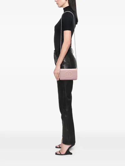 Pre-owned Chanel 2010-2011 Cc Caviar Wallet On Chain Crossbody Bag In Pink