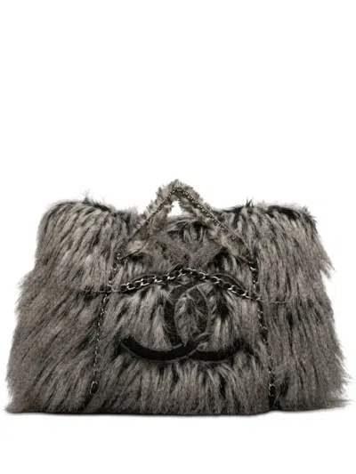 Pre-owned Chanel 2010-2011 Faux Fur Arctic Fantasy Tote Bag In Gray