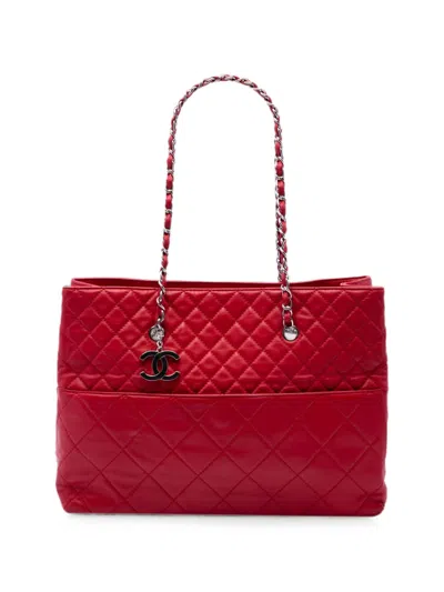 Pre-owned Chanel 2010-2011 Large Quilted Calfskin In The Business Tote Bag In Red