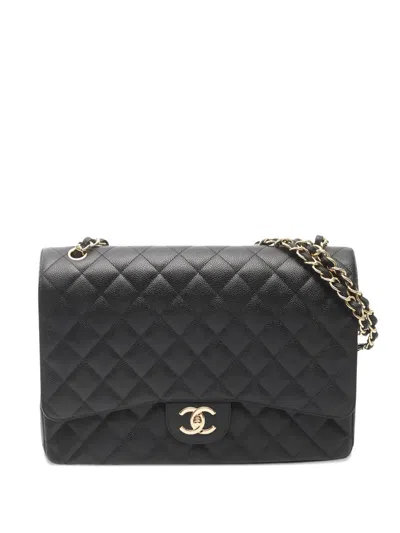 Pre-owned Chanel 2010~2011 Maxi Double Flap Matelasse-design Shoulder Bag In Black