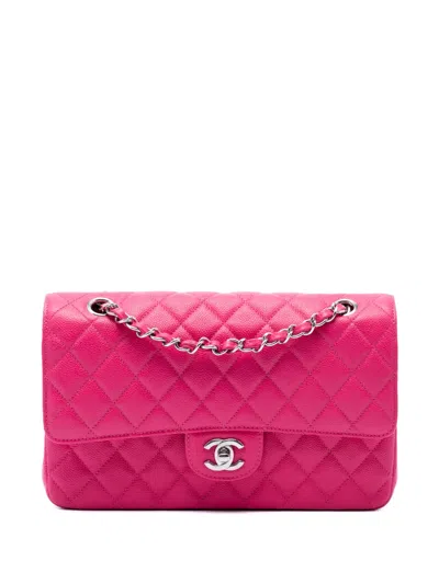 Pre-owned Chanel 2010-2011 Medium Classic Caviar Double Flap Shoulder Bag In Pink