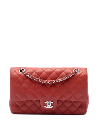 Pre-owned Chanel 2010-2011 Medium Classic Caviar Double Flap Shoulder Bag In Red