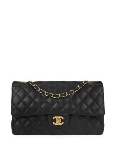 Chanel 2010-2011 Medium Classic Double Flap Quilted Shoulder Bag In Black