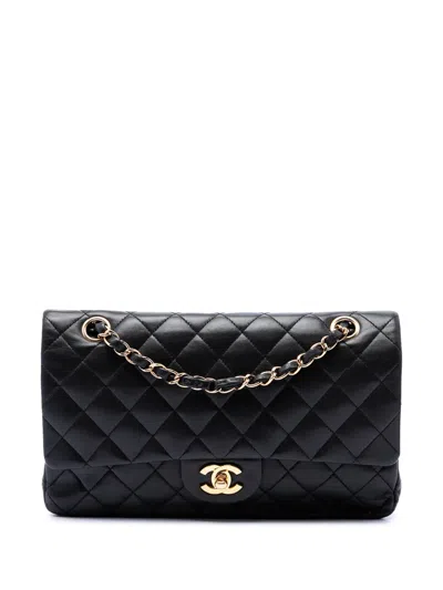 Pre-owned Chanel 2010-2011 Medium Classic Lambskin Double Flap Shoulder Bag In Black