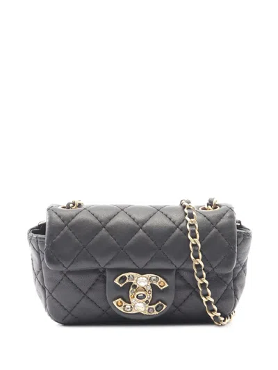 Pre-owned Chanel 2010-2011 Mini Quilted Lambskin Precious Jewel Flap Crossbody Bag In Black