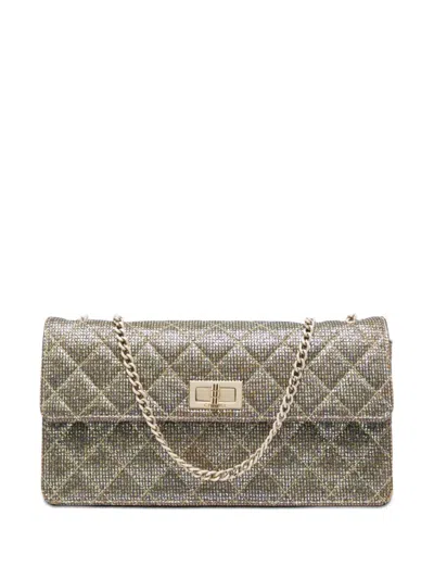 Pre-owned Chanel 2010-2011 Quilted Glitter Canvas Reissue 2.55 Flap Shoulder Bag In Gold