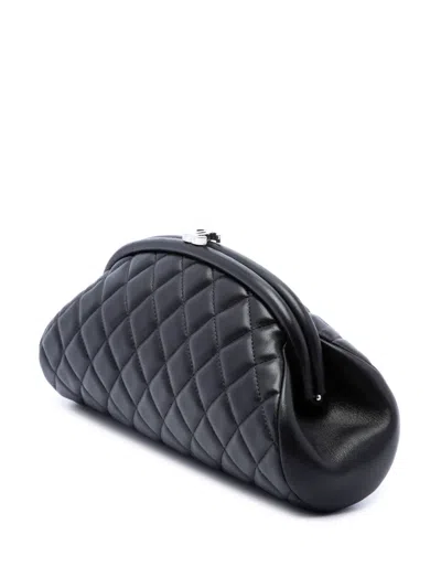 Pre-owned Chanel 2010-2011 Quilted Lambskin Frame Clutch Bag In Black