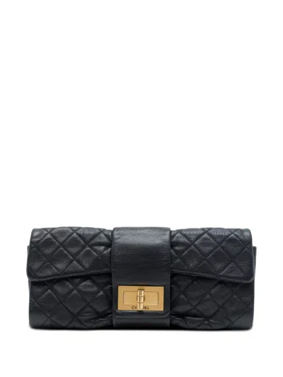 Pre-owned Chanel 2010-2011 Quilted Sheepskin Reissue 2.55 Flap Clutch Bag In Black