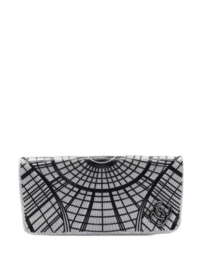 Pre-owned Chanel 2010-2011 Sequin Embellished Lambskin Grand Palais Clutch Bag In Gray