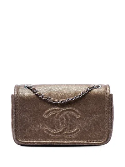 Pre-owned Chanel 2010-2011 Small Metallic Caviar Cc Timeless Flap Shoulder Bag In Brown