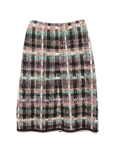 Pre-owned Chanel 2010s Bijou-buttons Check Skirt In Black