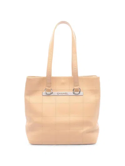 Pre-owned Chanel 2010s Chocolate Bar Caviar-leather Tote Bag In Neutral
