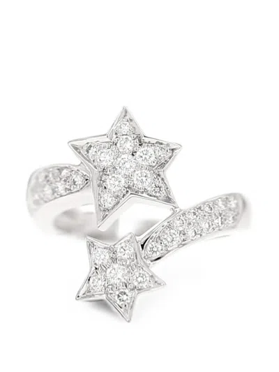 Pre-owned Chanel 2010s Comète Géode Diamond Ring In Silver