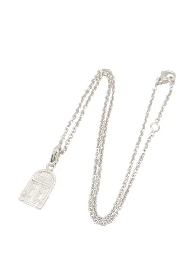 Pre-owned Chanel 2010s Door-motif Necklace In Silver