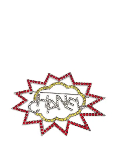 Pre-owned Chanel 2010s Embellished Brooch In Silver