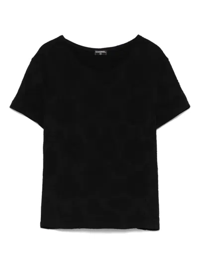 Pre-owned Chanel 2010s Floral-motif T-shirt In Black