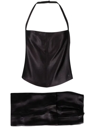 Pre-owned Chanel 2010s Gloss-effect Top And Trousers Set In Brown