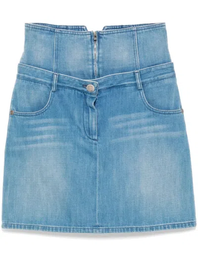 Pre-owned Chanel 2010s Panelled Denim Skirt In Blue